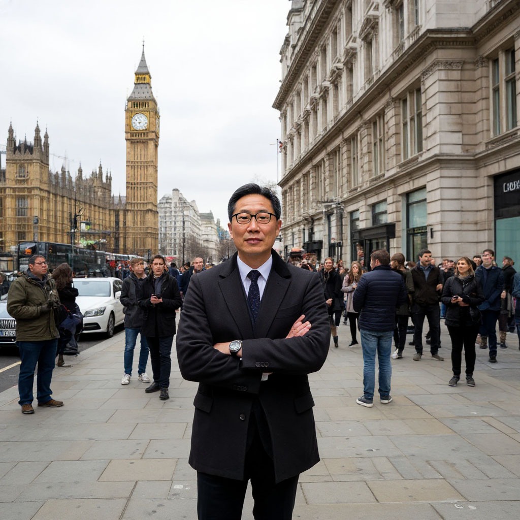 James Chen leading architectural tour in London